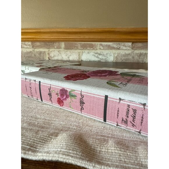 Versa Botany Decorative Box Hidden Storage Book Canvas Wood Set of 2 Floral - Picture 11 of 14